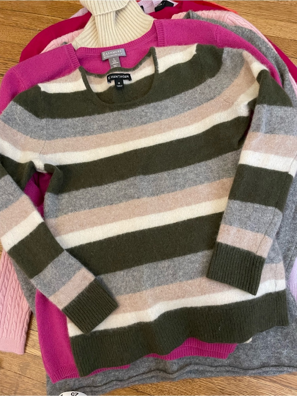 100% Cashmere sweater 41 Hawthorn striped Womens XS